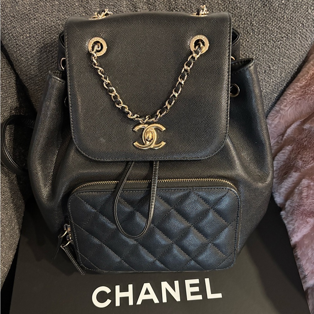 CHANEL - Caviar Quilted Business Affinity Backpack - Black -24 series GHW